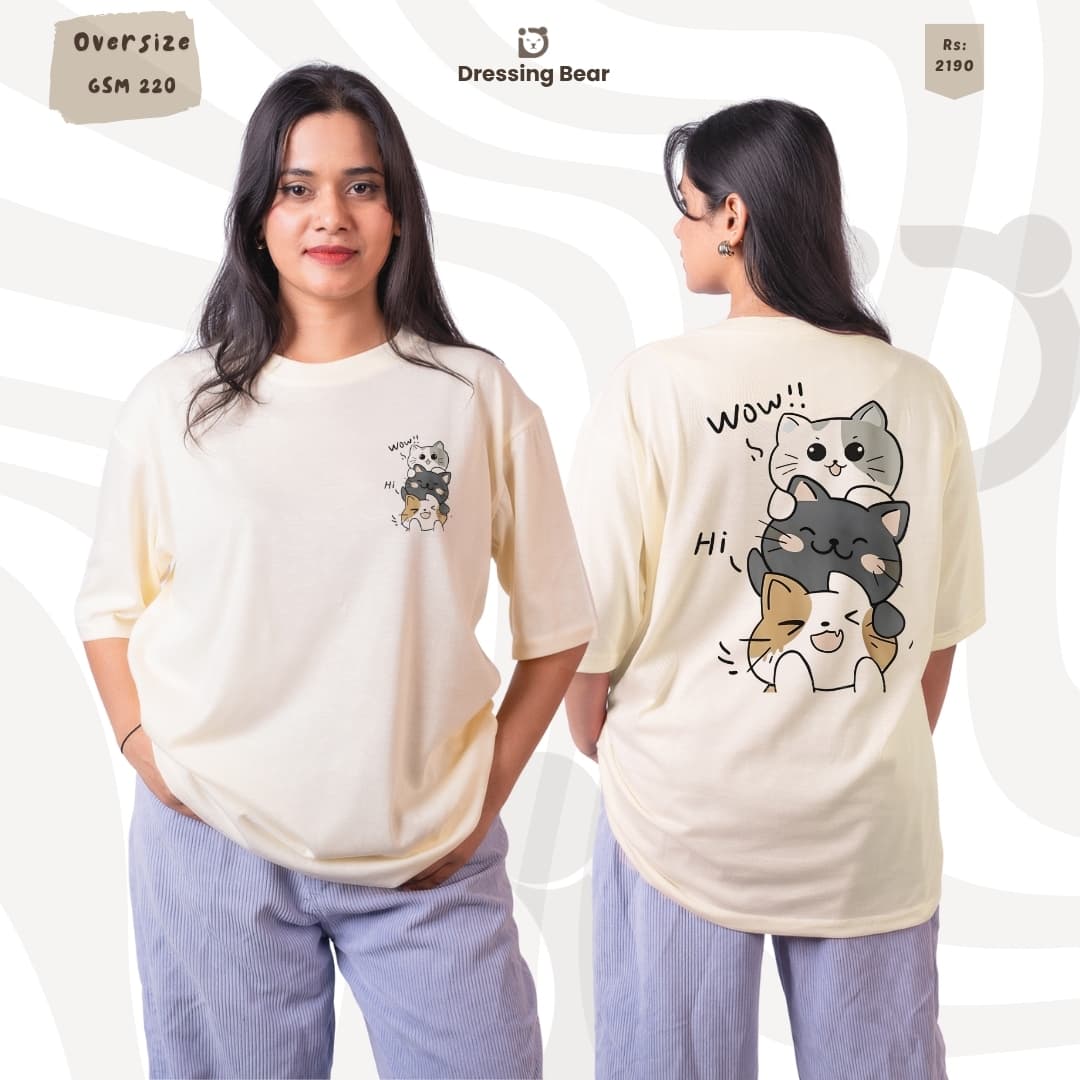 Oversize Cat T-Shirt — Ivory