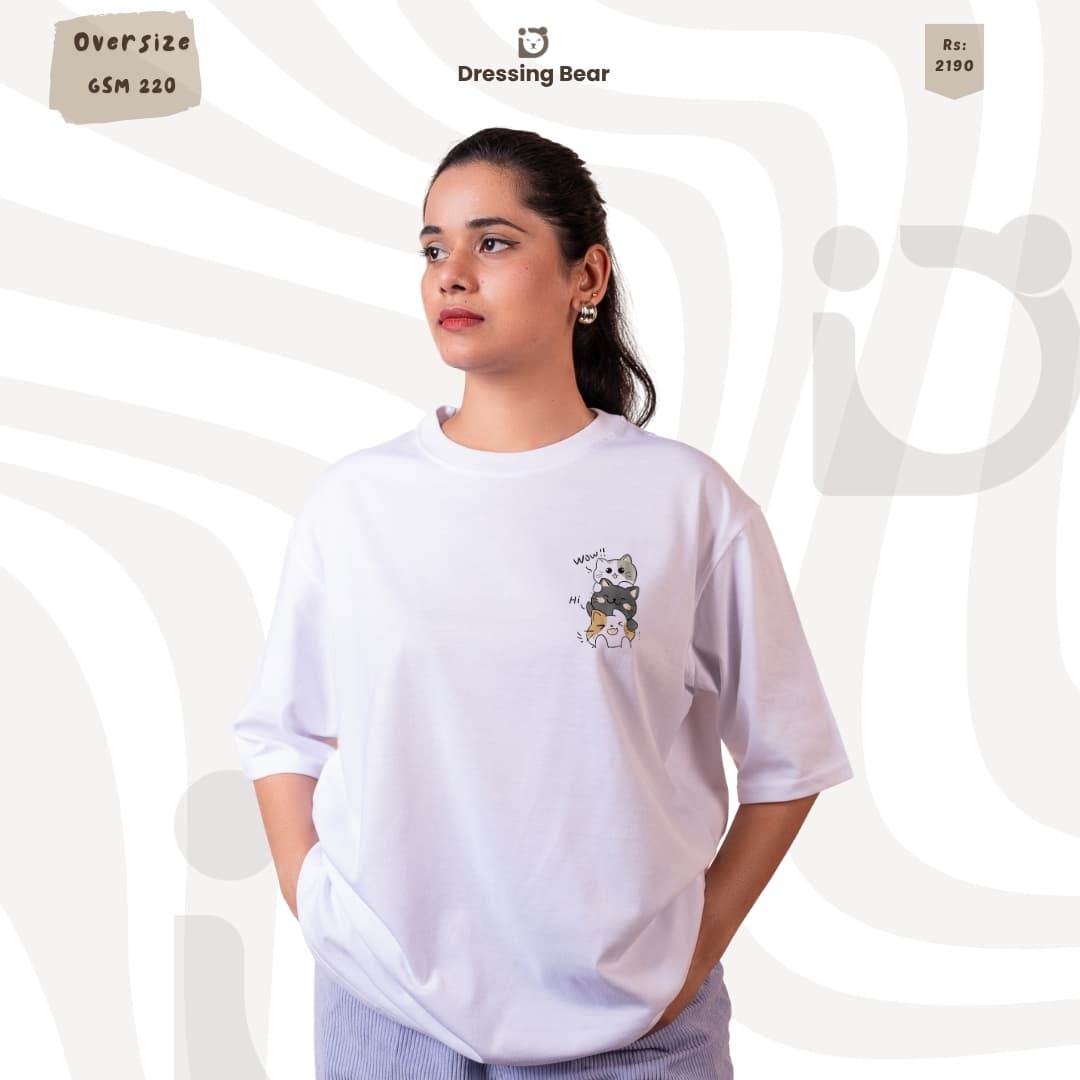 Oversize Cat T-Shirt — White