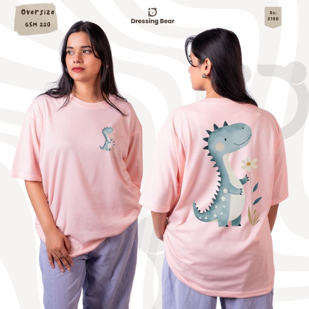 Oversize Dino T-Shirt — Baby Pink