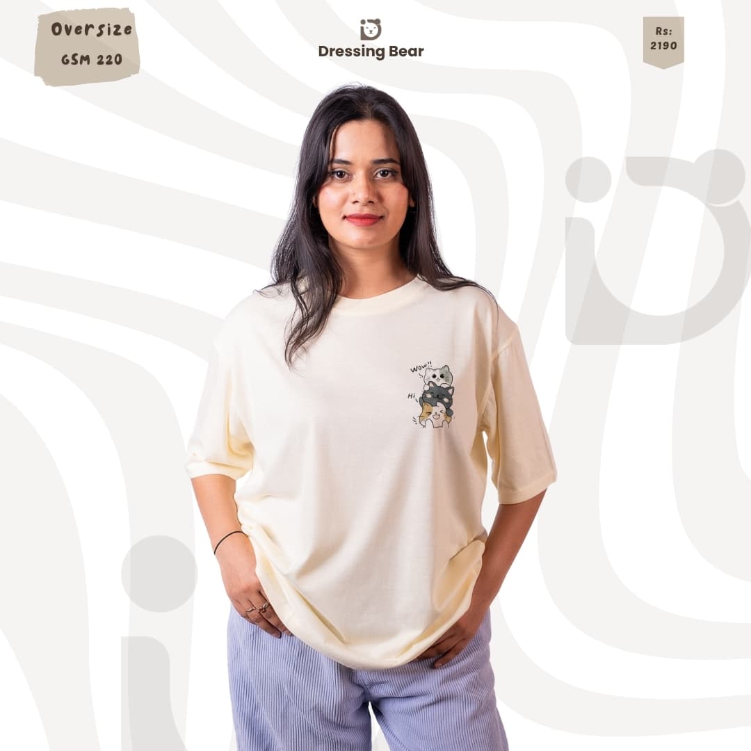 Oversize Cat T-Shirt — Ivory